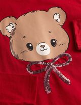 Langarmshirt - Paillettenbesatz - Rot