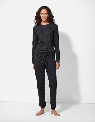 Pantalon de pyjama - Motif l&eacute;opard - gris fonc&eacute;