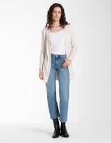 Ilgas kardiganas - Viskozės mi&scaron;inys - smelio spalvos