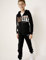 Cipzáros melegítőfelső - Feliratos nyomott minta - fekete