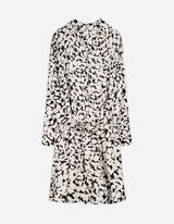 Blusenkleid - Allover-Muster - weiß