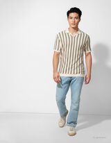 Poloshirt - Streifen - dunkelbraun