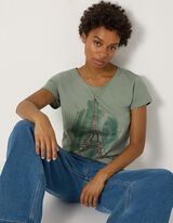 T-Shirt - Glitzerprint - Khaki