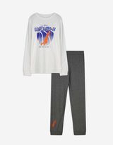 Pyjama Set aus Langarmshirt und Hose  - Print - bronzefarben