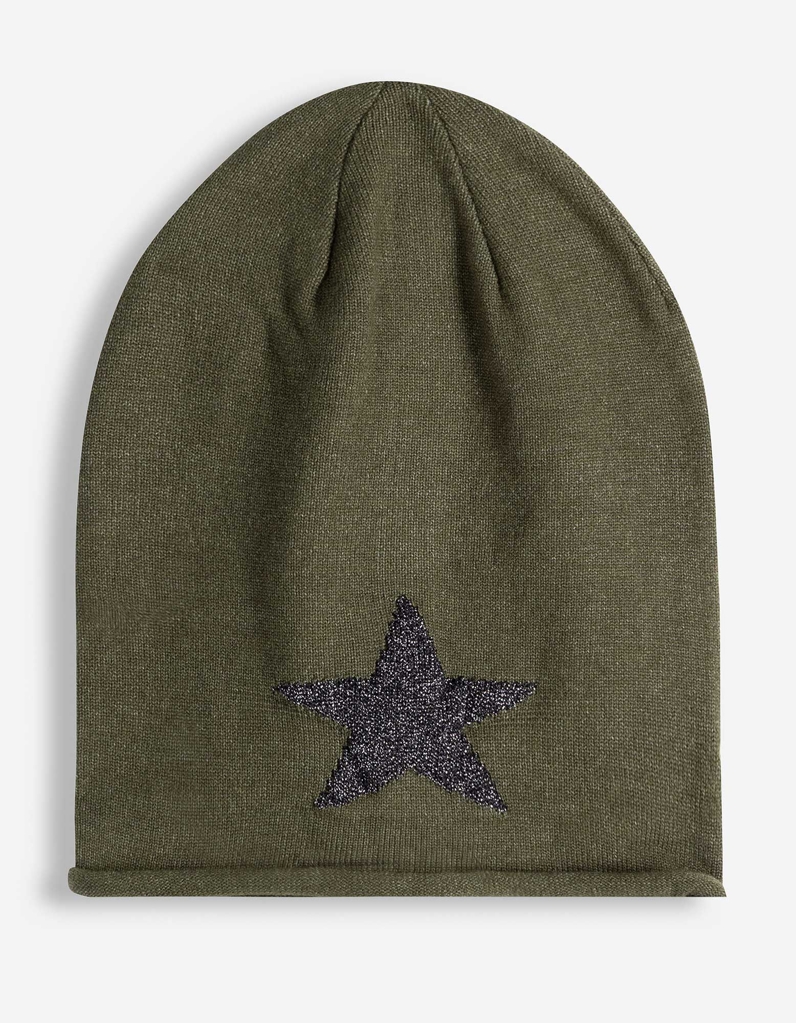 Beanie - Glitzerprint - Dunkelgr&uuml;n