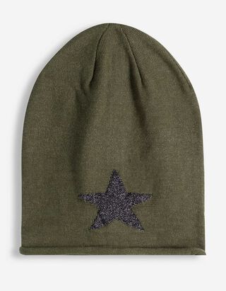 Beanie - Glitzerprint - Dunkelgr&uuml;n