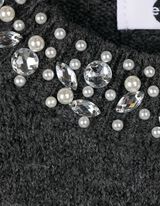 Strickpullover - Ziersteine - grau