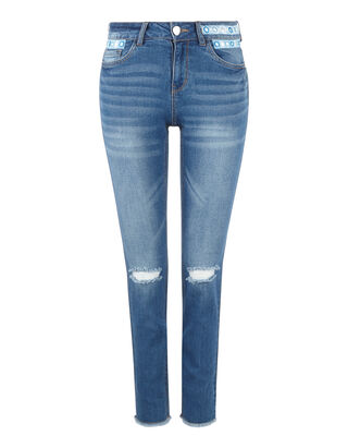 Damen Skinny Fit Jeans mit Kontrastbesatz