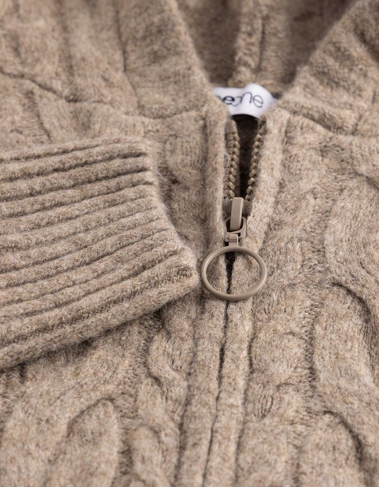 Cardigan - Tricot torsad&eacute; - Brun