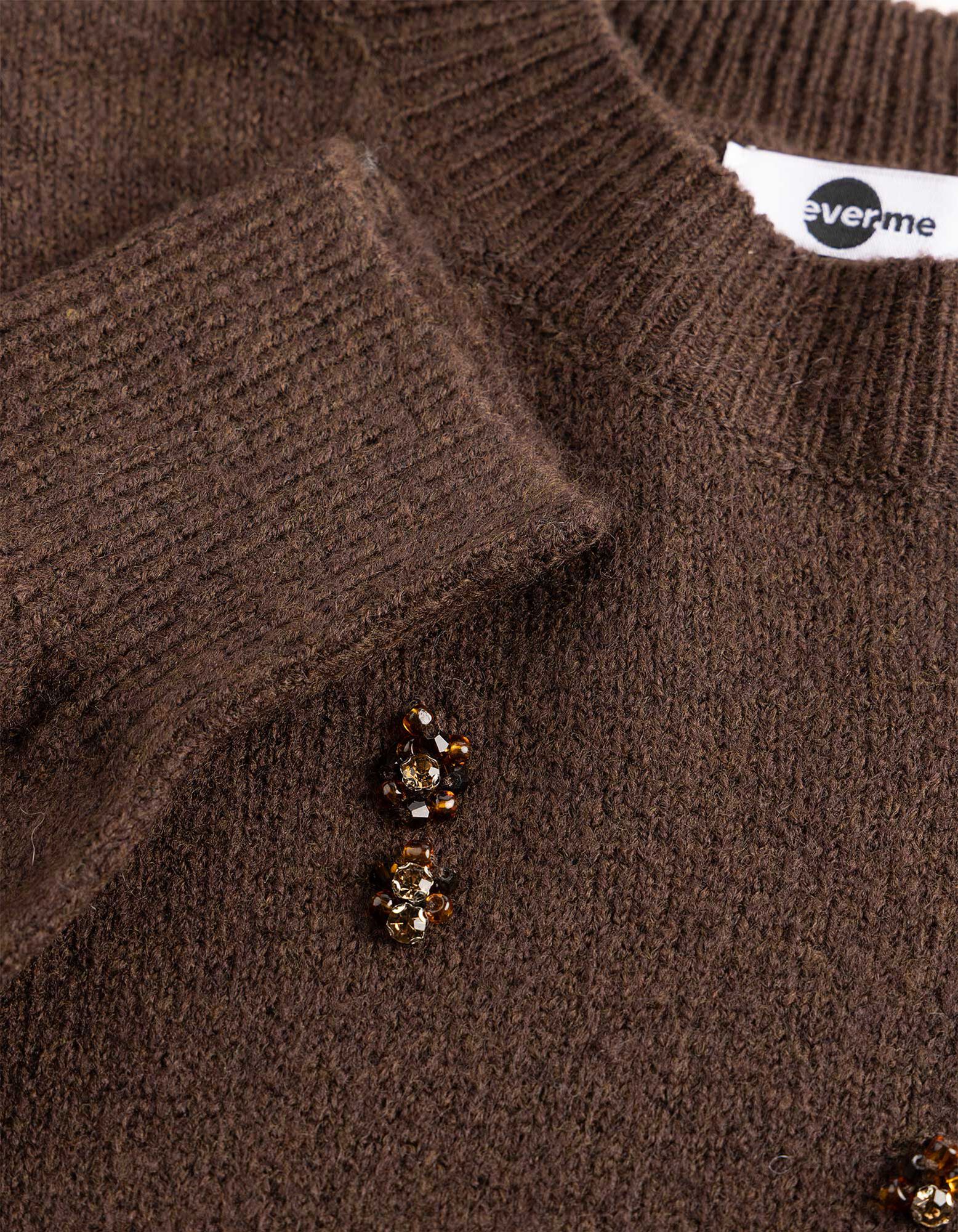 Pullover - Applikation - Braun