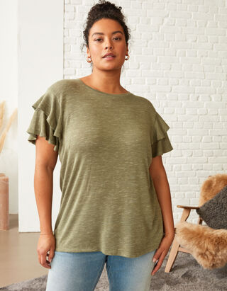 T-shirt - Teneur en viscose - Vert fonc&eacute;