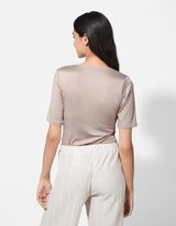 T-Shirt - Material-Mix - beige
