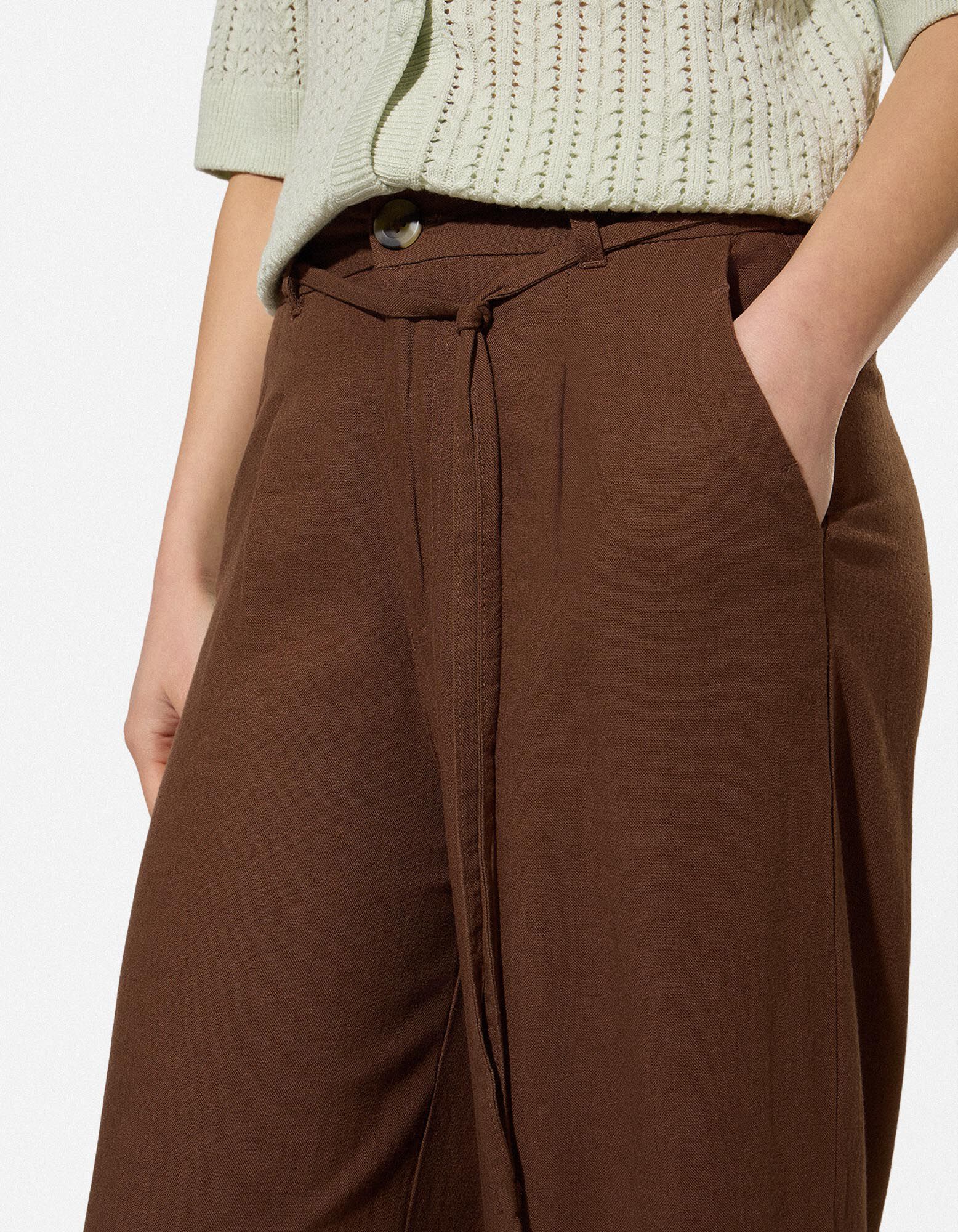 Jupe-culotte - Aspect lin - Brun