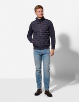 Sweatjacke - Material-Mix - dunkelblau