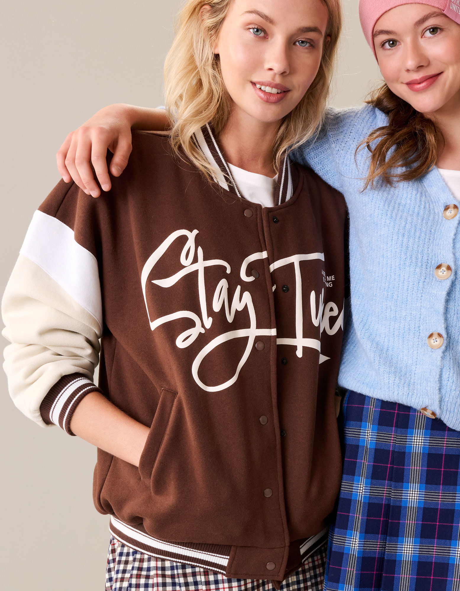 Veste molletonn&eacute;e - Coupe oversize - Marron fonc&eacute;