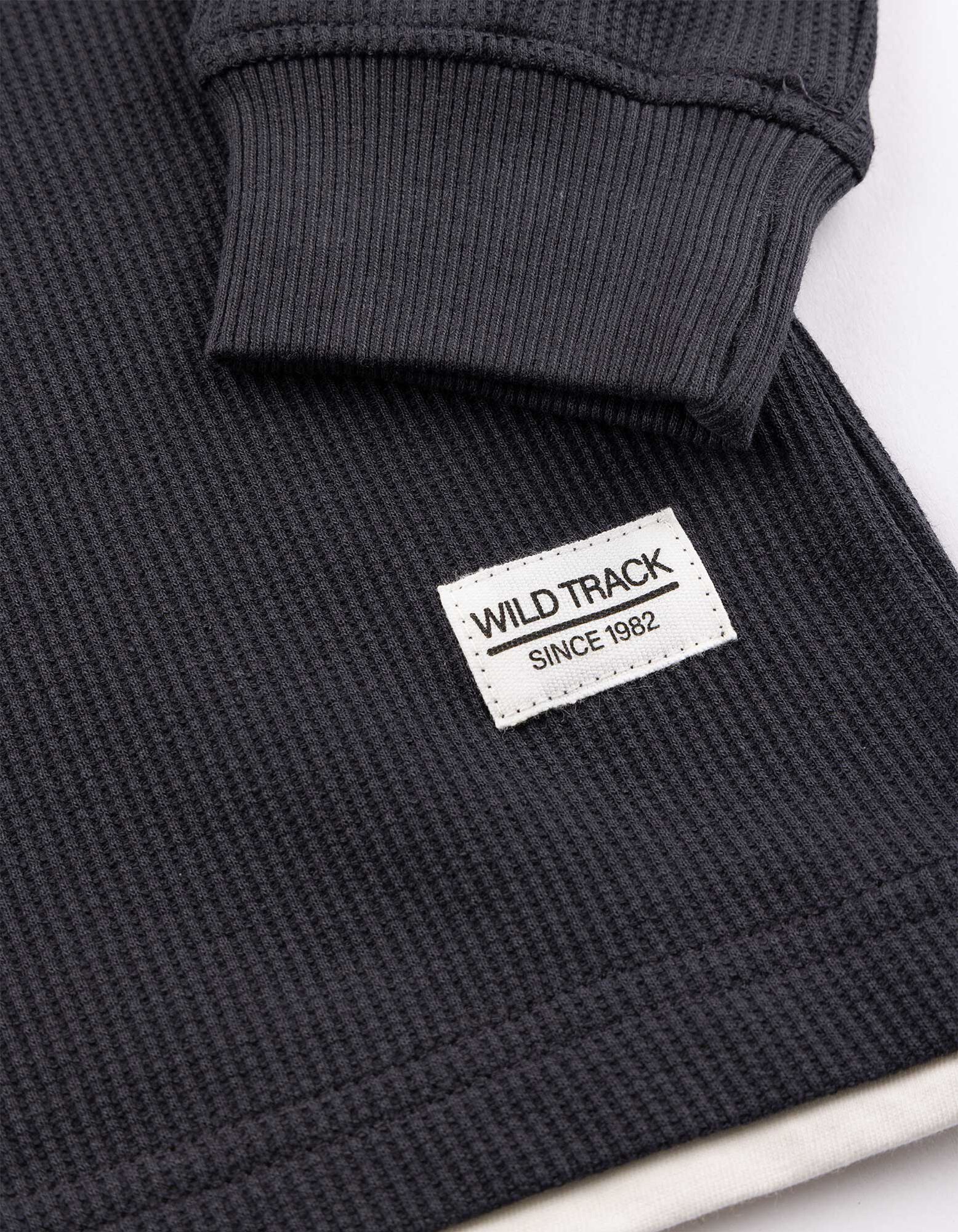Langarmshirt - Waffelstruktur - Dunkelgrau