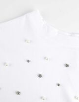 T-shirt - ozdobne kamyki - bialy