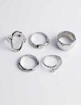 Ring - 5er-Pack - silberfarben