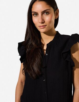 Bluse - einfarbig - Schwarz