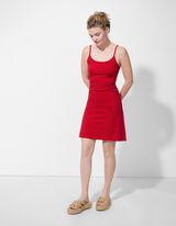 Kleid in A-Linie - Spaghettiträger - rot