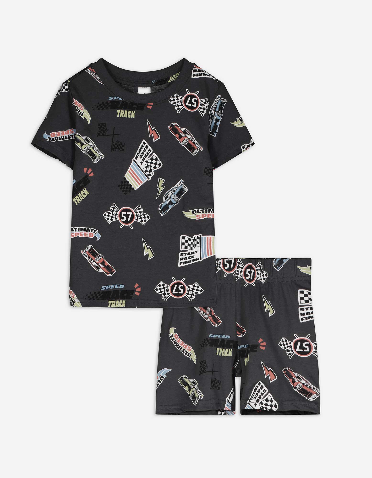 Pigiama completo (maglia + shorts) - Motivo allover - grigio scuro