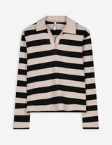Pololangarmshirt - Streifen - beige