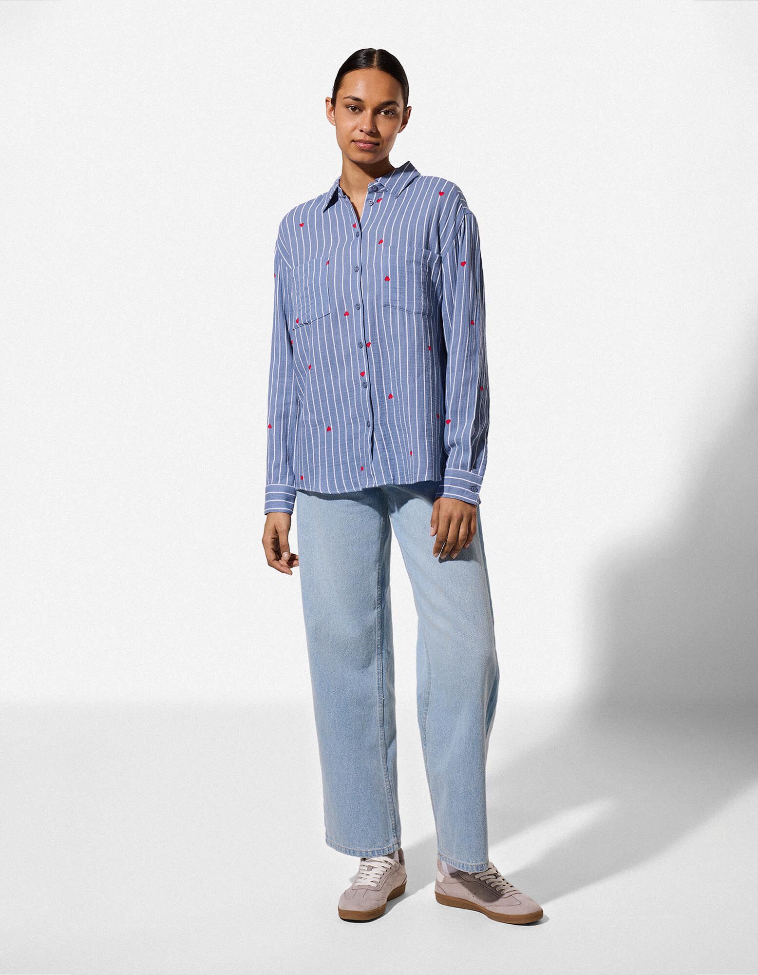 Bluse - Musselin - blau