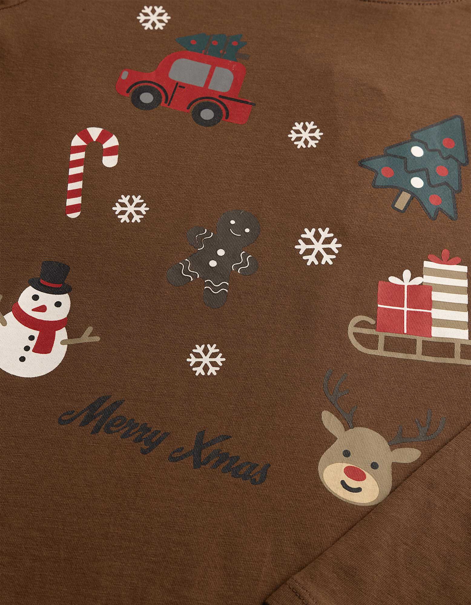 Langarmshirt - Christmas - Dunkelbraun