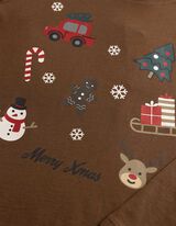 Langarmshirt - Christmas - Dunkelbraun