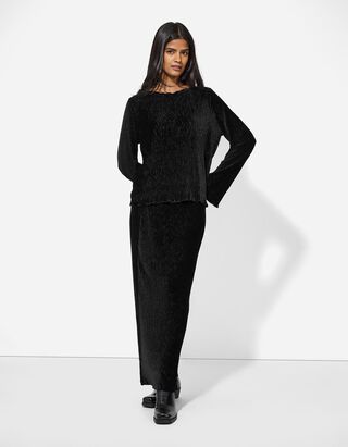 Sukně v áčkové linii - Samet - cerná