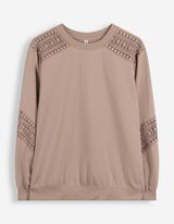 Sweatshirt - Metallic-Details - Braun