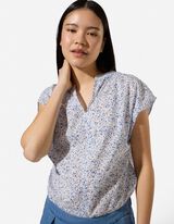 Blusenshirt - Allover-Print - hellblau