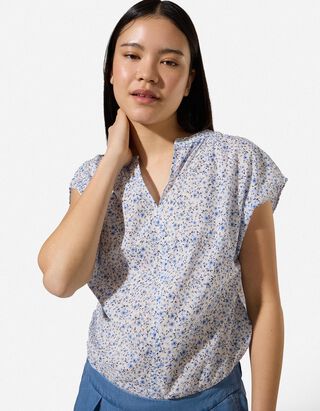 Blusenshirt - Allover-Print - hellblau