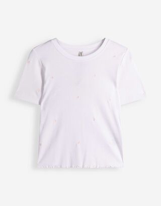 T-Shirt - Stickerei - wei&szlig;