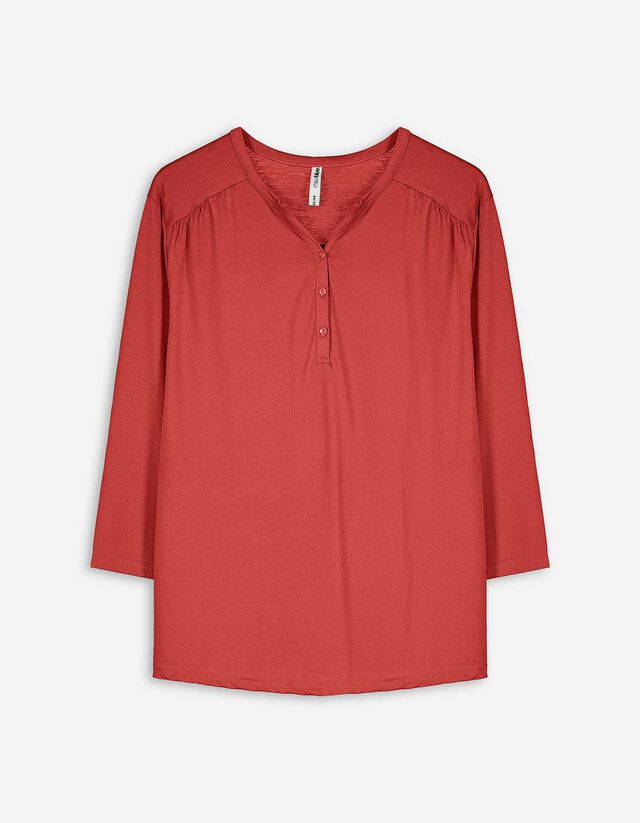 Maglia a manica lunga - Scollo a serafino - rosso scuro