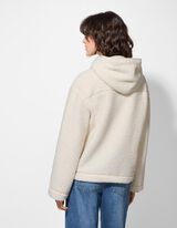 rozpinana bluza - pluszowe futerko - bialy