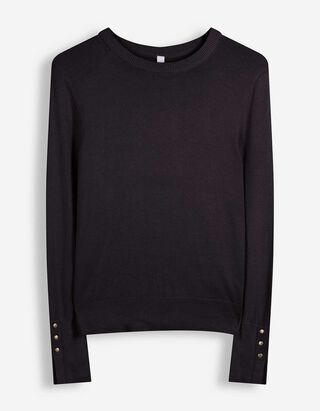 Strickpullover - Zierkn&ouml;pfe - Schwarz