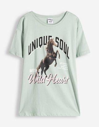 T-shirt - Imprim&eacute; scintillant - Vert clair