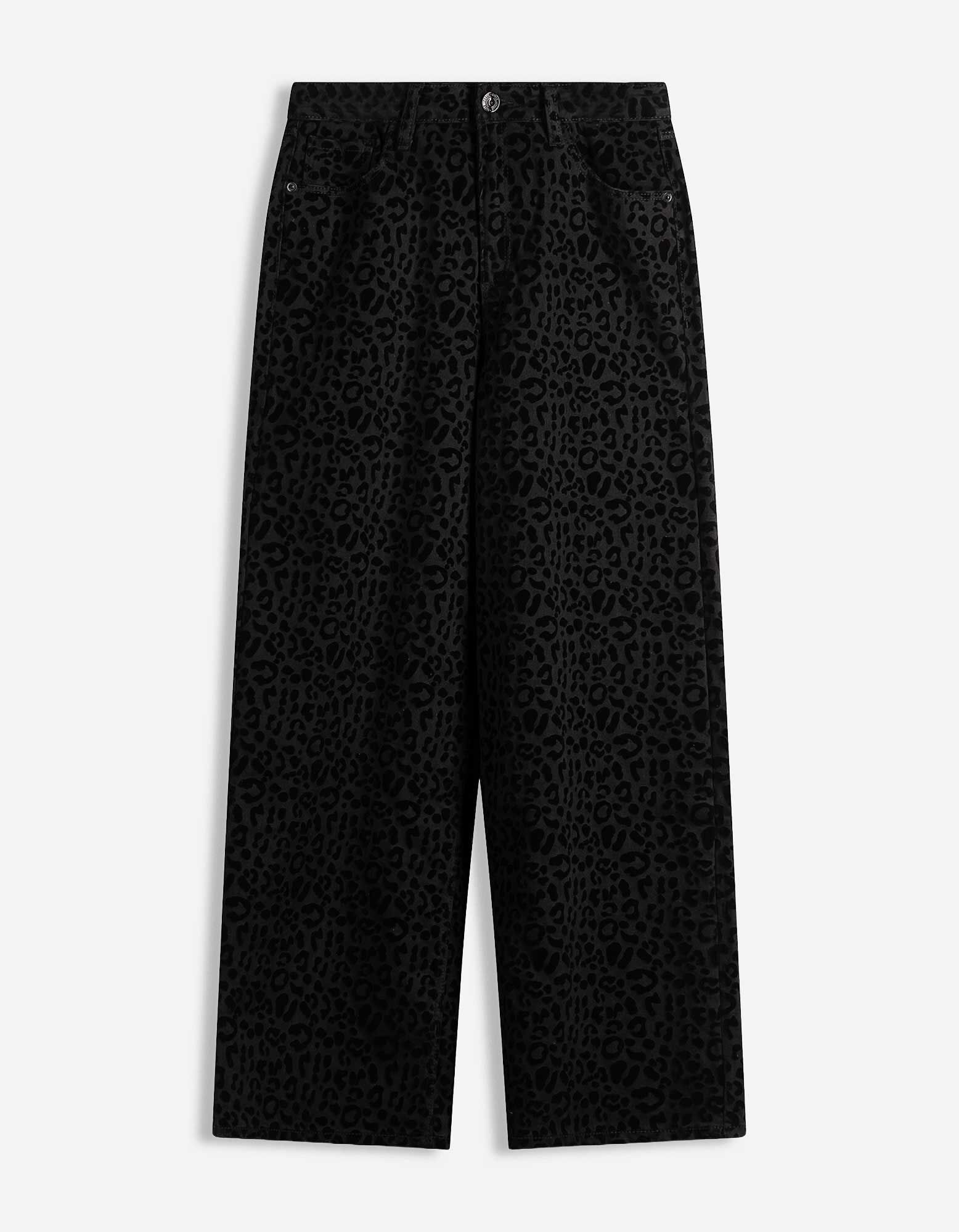 Broek - Luipaardprint - Zwart