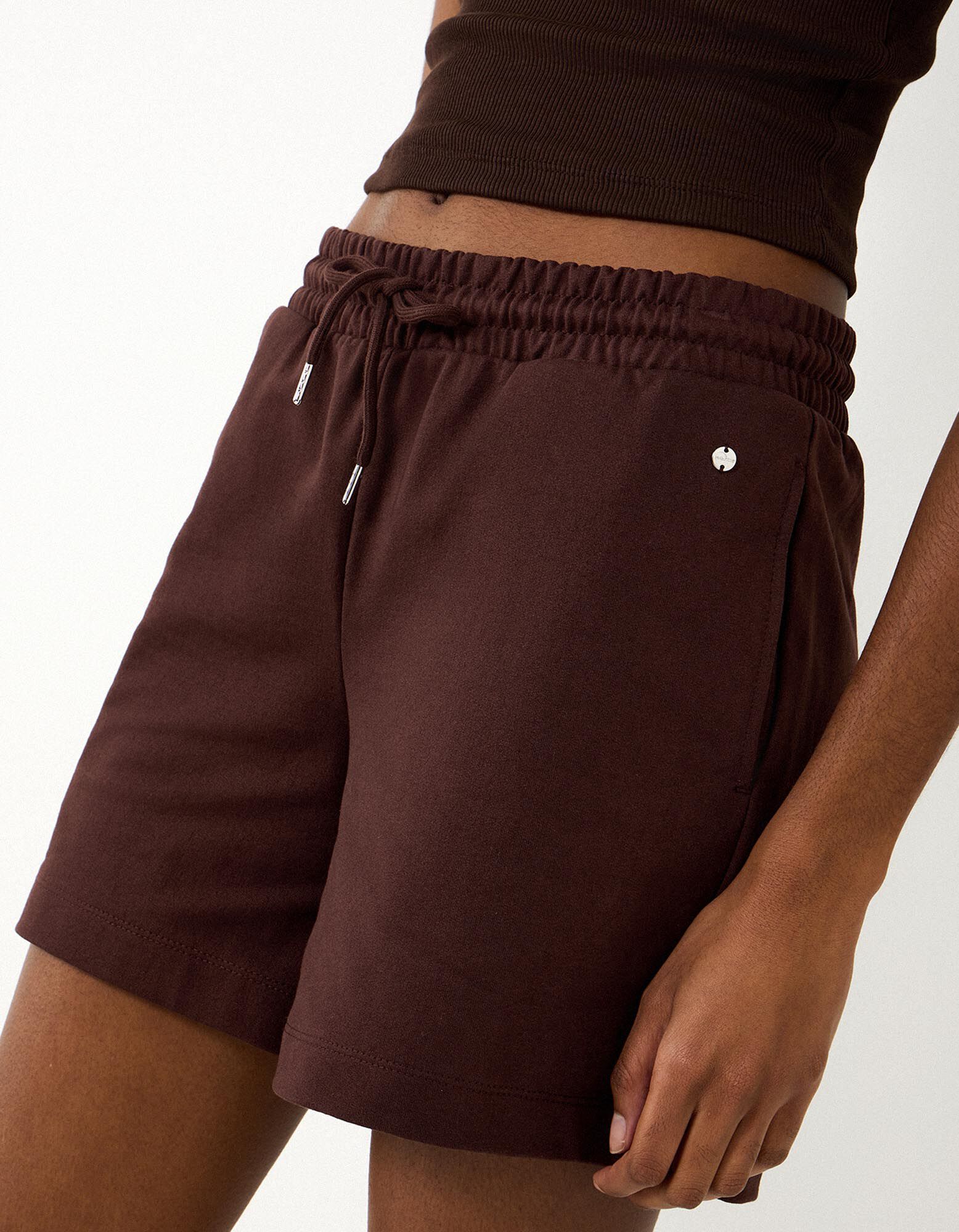 Shorts - Baumwoll-Mix - Dunkelbraun