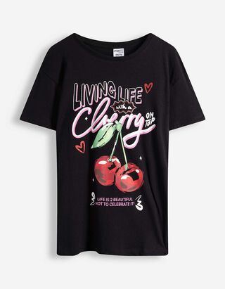 T-Shirt - Frontprint - schwarz