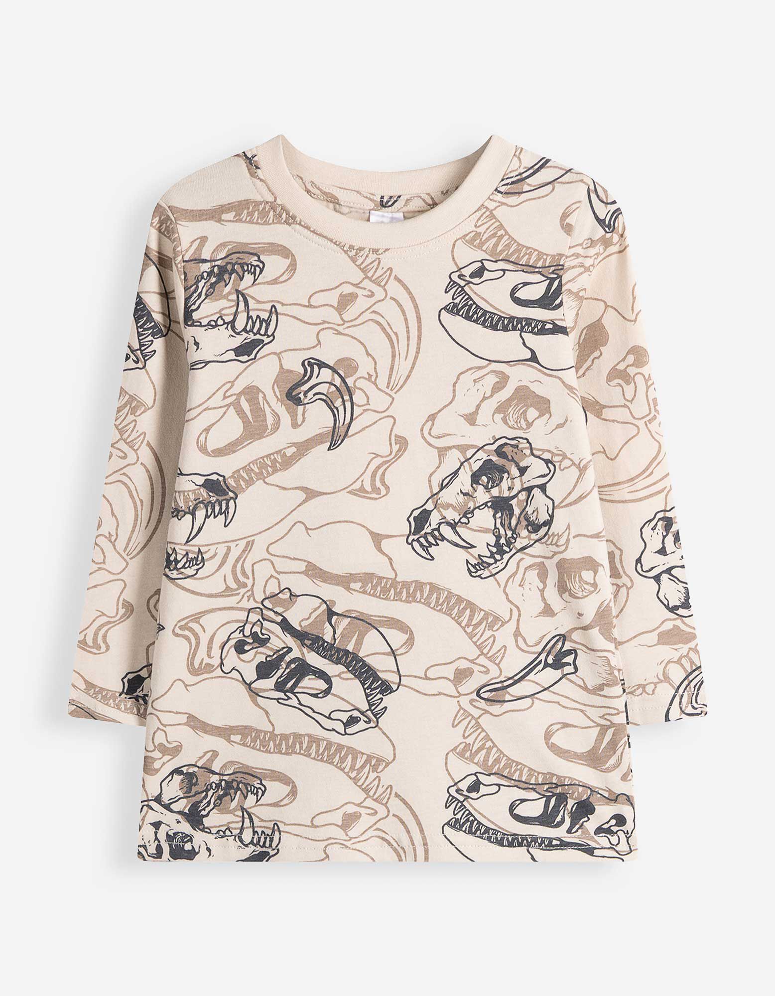 Pyjama set van shirt en broek - Motief all-over - Beige