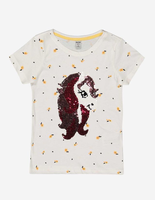 T-shirt - Paillettes doubleface - bianco