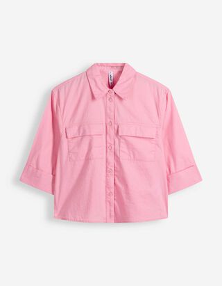 Hemdbluse - einfarbig - Pink