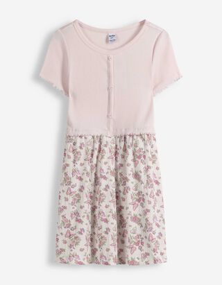 Kleid - Allover-Print - rosa