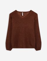 Strickpullover - V-Ausschnitt - braun