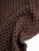 Pulover de tricot - M&acirc;neci de liliac - Maro inchis