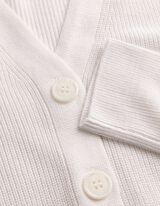 Strickjacke - V-Ausschnitt - wei&szlig;