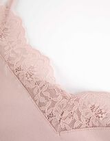 Ujjatlan felső - Csipker&aacute;t&eacute;ttel - rozsaszin