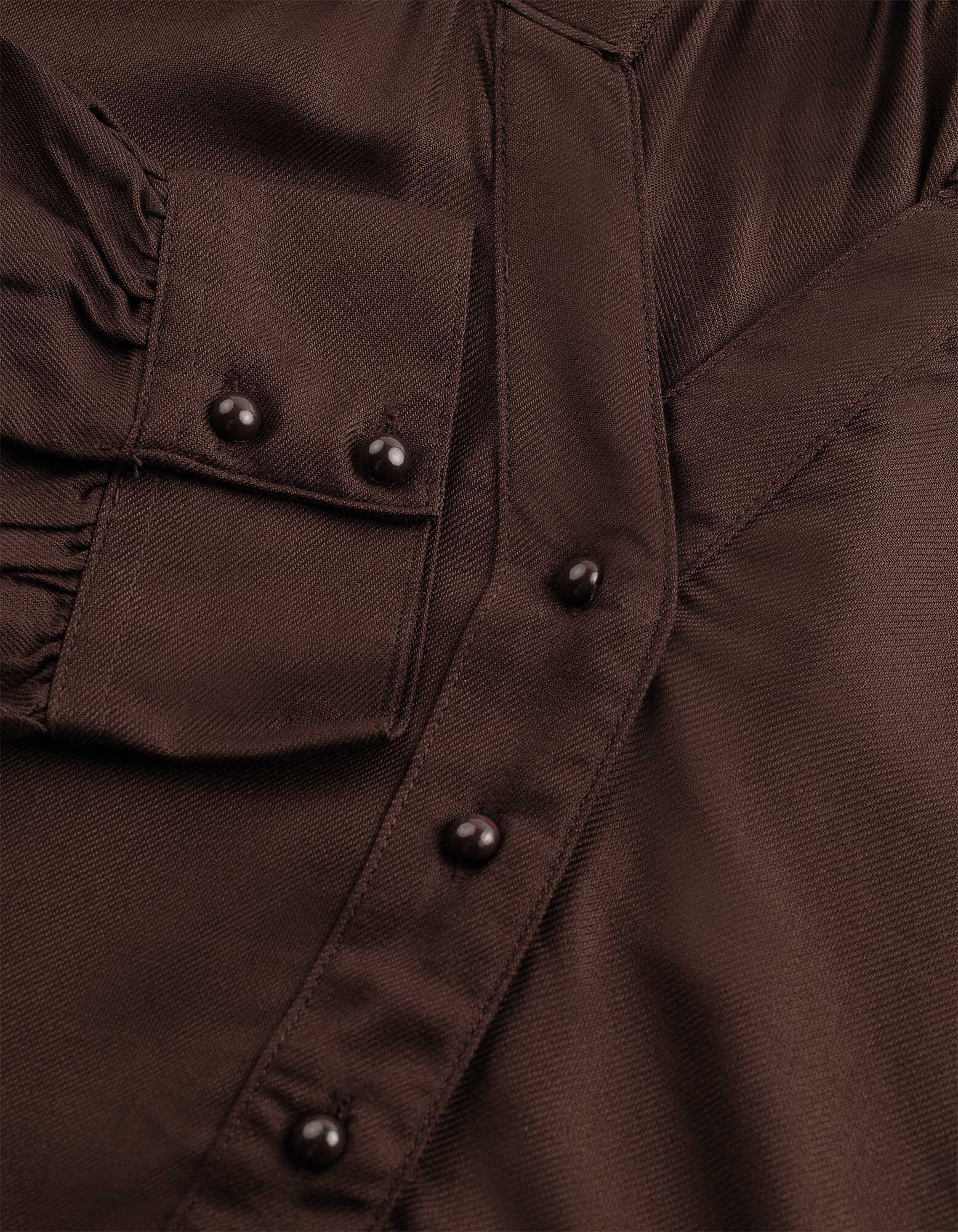Bluse - einfarbig - Dunkelbraun